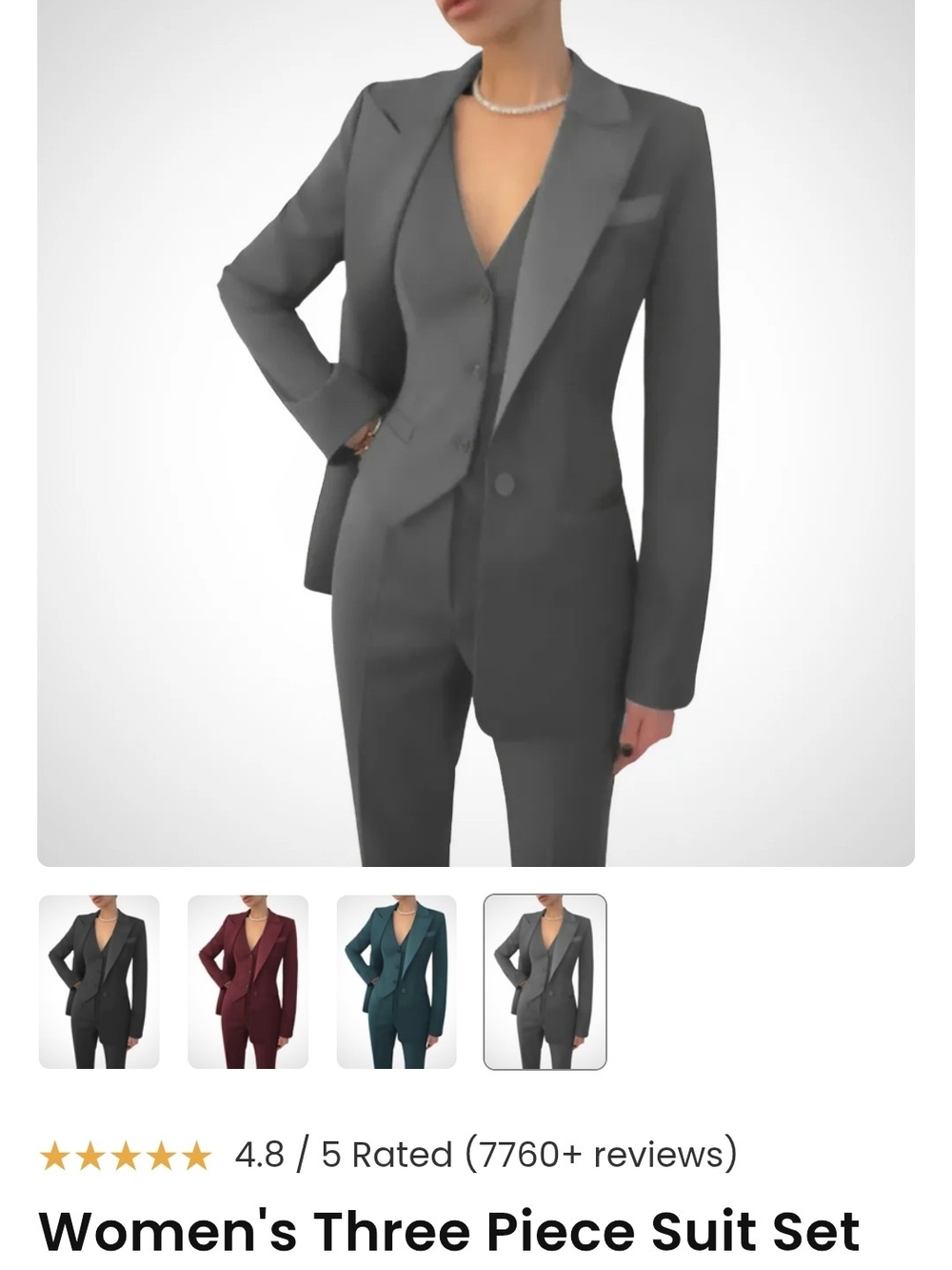 NWT Classic Women's Three-Piece Suit Set - Charcoal Gray Size Small